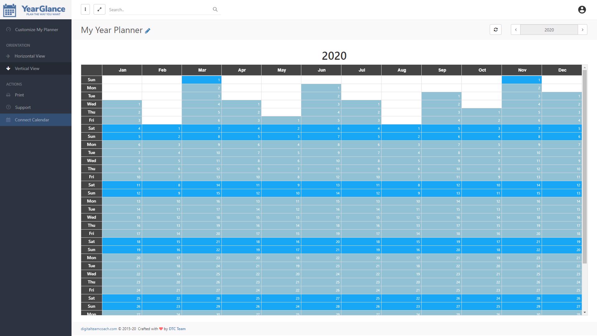 screenshot of Year Glance